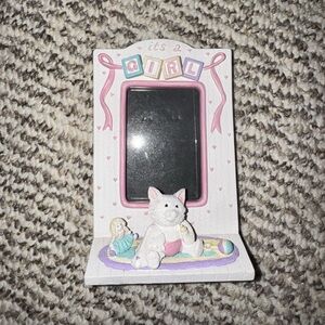 Vintage “It’s a Girl” Pink Baby Photo Frame with Kitten Figurine